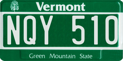 VT license plate NQY510
