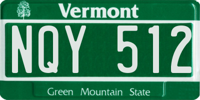 VT license plate NQY512
