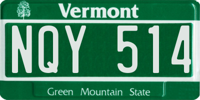 VT license plate NQY514