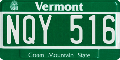 VT license plate NQY516