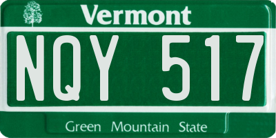 VT license plate NQY517