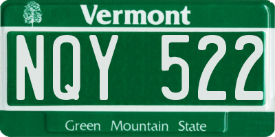 VT license plate NQY522