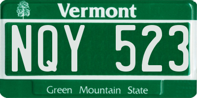 VT license plate NQY523