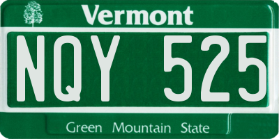 VT license plate NQY525