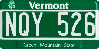 VT license plate NQY526