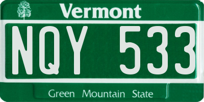 VT license plate NQY533