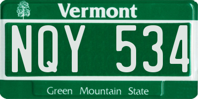 VT license plate NQY534