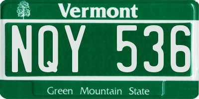 VT license plate NQY536
