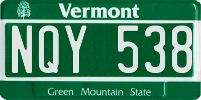 VT license plate NQY538