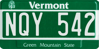 VT license plate NQY542