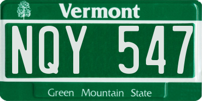 VT license plate NQY547