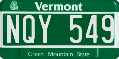 VT license plate NQY549