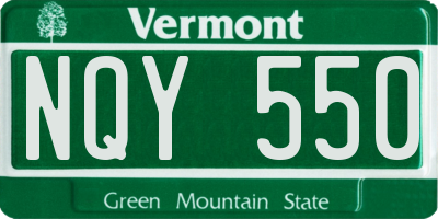 VT license plate NQY550