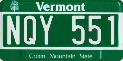 VT license plate NQY551