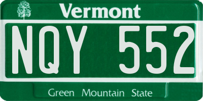 VT license plate NQY552