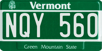 VT license plate NQY560
