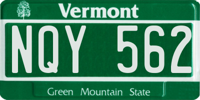 VT license plate NQY562