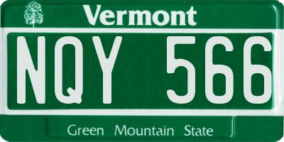 VT license plate NQY566