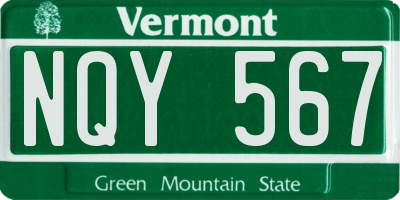 VT license plate NQY567