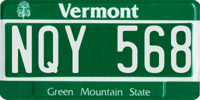 VT license plate NQY568