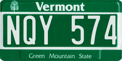 VT license plate NQY574