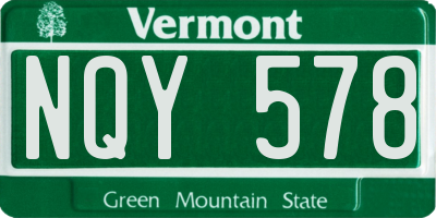 VT license plate NQY578