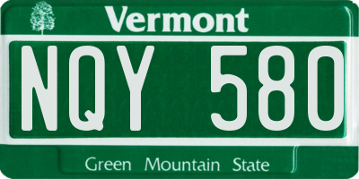 VT license plate NQY580