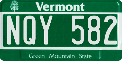 VT license plate NQY582