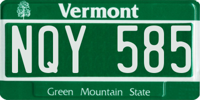 VT license plate NQY585