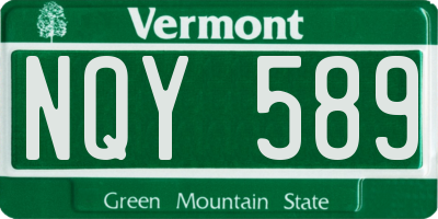 VT license plate NQY589