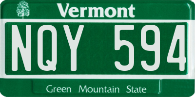 VT license plate NQY594