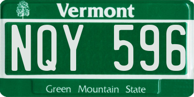 VT license plate NQY596