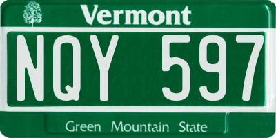 VT license plate NQY597