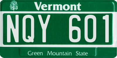 VT license plate NQY601