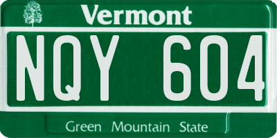 VT license plate NQY604