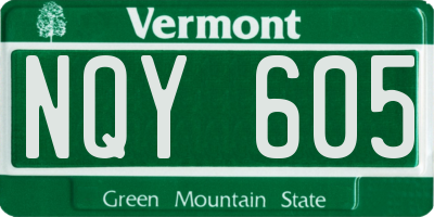 VT license plate NQY605