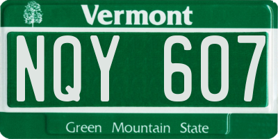 VT license plate NQY607