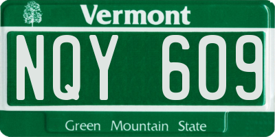 VT license plate NQY609