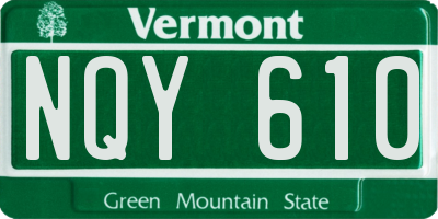VT license plate NQY610