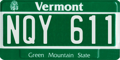 VT license plate NQY611