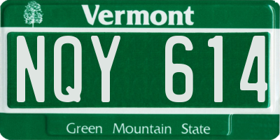 VT license plate NQY614