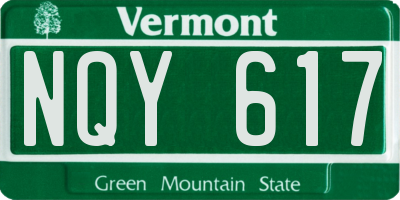 VT license plate NQY617