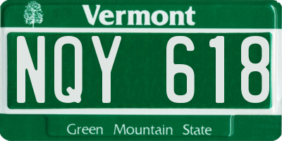 VT license plate NQY618