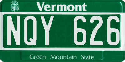 VT license plate NQY626