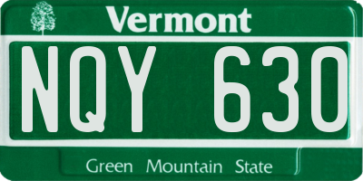 VT license plate NQY630