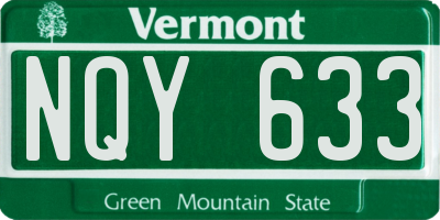 VT license plate NQY633