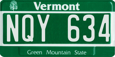 VT license plate NQY634