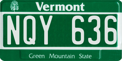 VT license plate NQY636