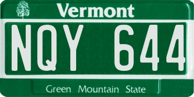 VT license plate NQY644