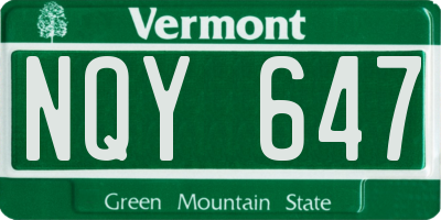 VT license plate NQY647